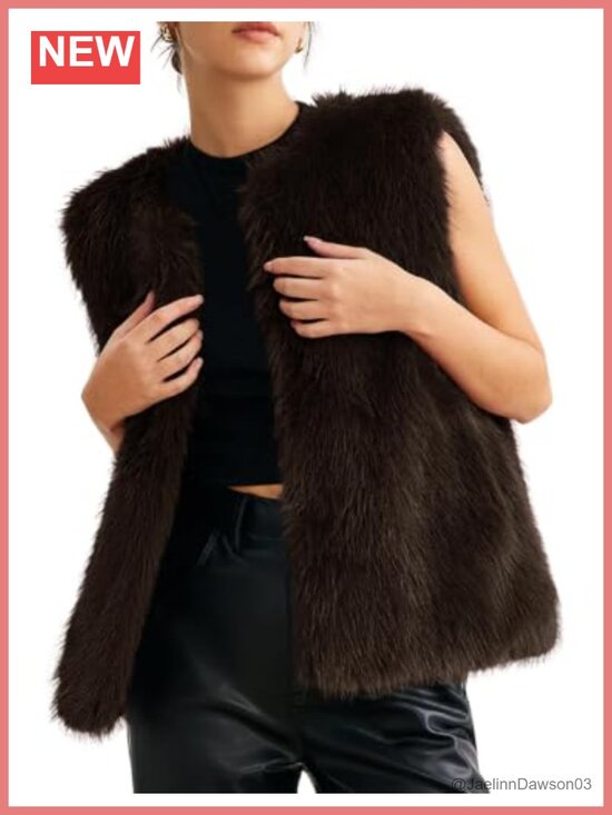 Jackets & Blazers - Faux Fur Vest Sleeveless Open Front Cardigan Fluffy Winter Outerwear